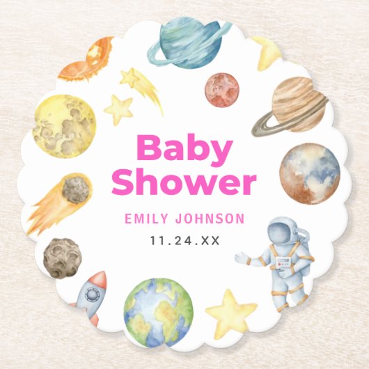 Buitenruimte Meisje Baby shower Kartonnen Onderzetters (Voorkant)
