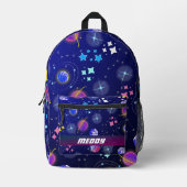 Buitenruimte Melkweg Planeten Kleur Blauw Bedrukte Rugzak (Voorkant)