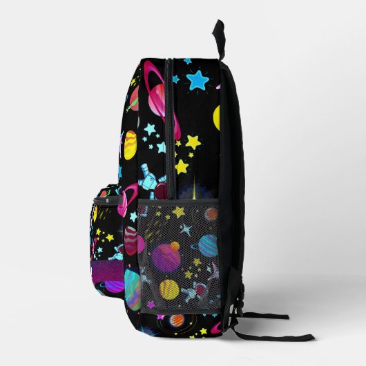 Buitenruimte Melkweg Planeten Kleur Zwart Bedrukte Rugzak (Rechts)