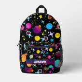 Buitenruimte Melkweg Planeten Kleur Zwart Bedrukte Rugzak (Voorkant)