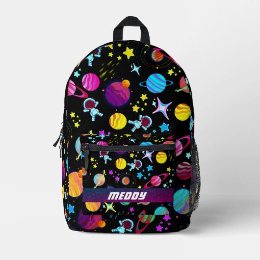 Buitenruimte Melkweg Planeten Kleur Zwart Bedrukte Rugzak (Voorkant)