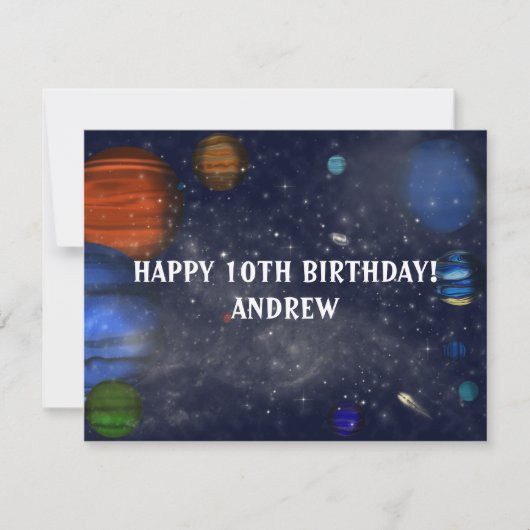 Buitenruimte met planeten en sterrenstelsels (Voorkant)