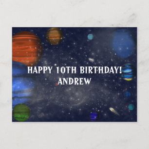 Buitenruimte met planeten en sterrenstelsels briefkaart