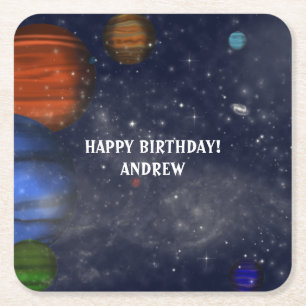 Buitenruimte met planeten en sterrenstelsels kartonnen onderzetters