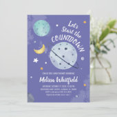 Buitenruimte Modern Script Planets Baby shower Kaart (Staand voorkant)