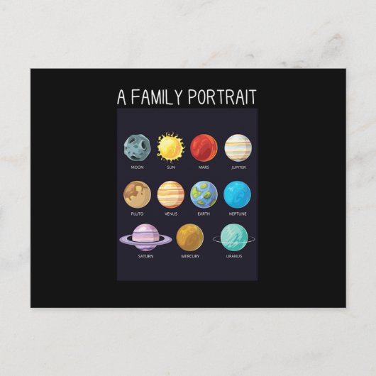Buitenruimte Nerd Solar System Planets Sun Moon Ch Briefkaart (Voorkant)