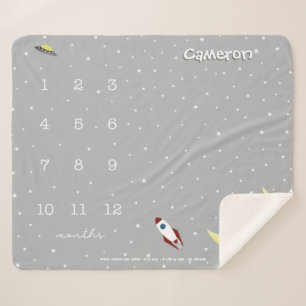 Buitenruimte Neutraal Grijs Mijlpaal Custom baby Sherpa Deken