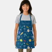 Buitenruimte patroon Doodle Monogram | Donkerblauw Schort (Insitu)