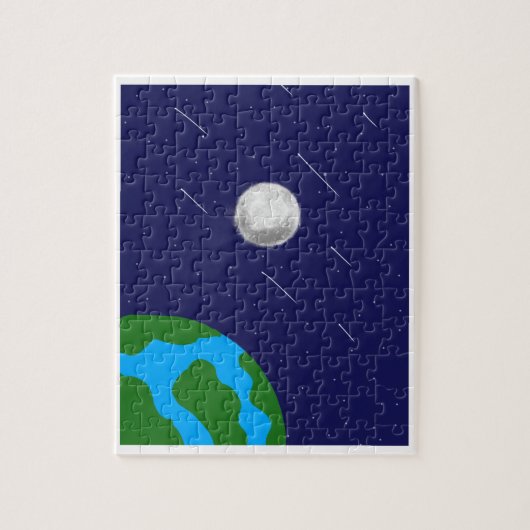 Buitenruimte Planeet en Maan acryl puzzel  (Verticaal)