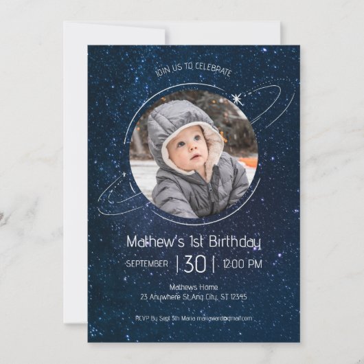 Buitenruimte Planeten 1e verjaardag Kaart (Voorkant)