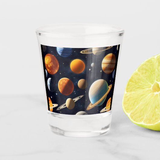 Buitenruimte Planeten 2 Shot Glas (Voorkant)
