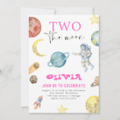 Buitenruimte Planeten 2e verjaardag Meisjes Uitnod Kaart (Voorkant)