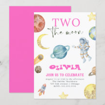 Buitenruimte Planeten 2e verjaardag Meisjes Uitnod