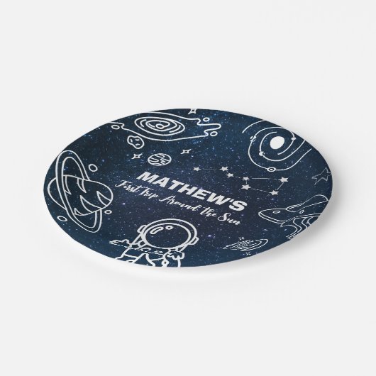 Buitenruimte Planeten Astronaut 1e Verjaardag Jong Papieren Bordje (Gekanteld)
