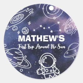 Buitenruimte Planeten Astronaut 1e Verjaardag Jong Ronde Sticker