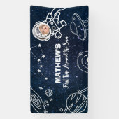 Buitenruimte Planeten Astronaut 1e Verjaardag Jong Spandoek (Verticaal)