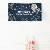 Buitenruimte Planeten Astronaut 1e Verjaardag Jong Spandoek (Insitu)