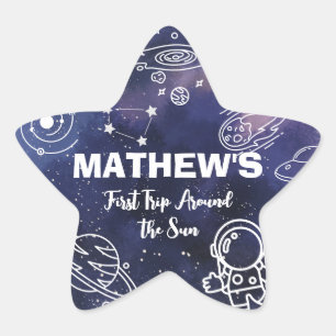 Buitenruimte Planeten Astronaut 1e Verjaardag Jong Ster Sticker
