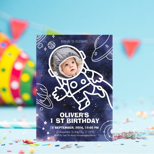 Buitenruimte Planeten Astronaut 1e Verjaardag Kaart