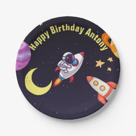 Buitenruimte Planeten Blauw Papieren Bordje