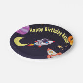 Buitenruimte Planeten Blauw Papieren Bordje (Gekanteld)