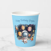 Buitenruimte Planeten Blauwe Verjaardag Papieren Bekers (Voorkant)