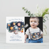 Buitenruimte Planeten Foto 1e Verjaardag Kaart (Staand voorkant)