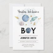 Buitenruimte Planeten Jongen Baby shower Uitnodigi Kaart (Voorkant)