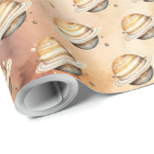 Buitenruimte Planeten Jongen Eerste Verjaardag Sat Cadeaupapier (Rol Hoek)