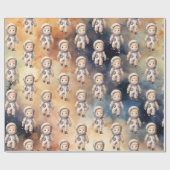 Buitenruimte Planeten Jongen Eerste Verjaardag Wra Cadeaupapier (Vlak)