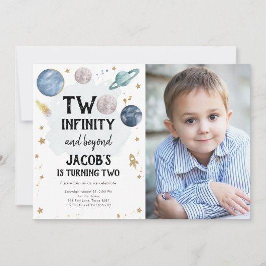 Buitenruimte Planeten Jongen Tweede Verjaardag Uit Kaart (Voorkant)