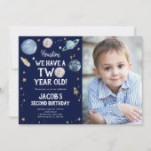 Buitenruimte Planeten Jongen Tweede Verjaardag Uit Kaart (Voorkant)