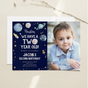 Buitenruimte Planeten Jongen Tweede Verjaardag Uit Kaart