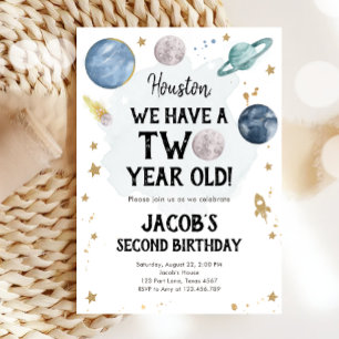 Buitenruimte Planeten Jongen Tweede Verjaardag Uit Kaart
