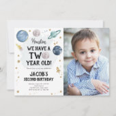 Buitenruimte Planeten Jongen Tweede Verjaardag Uit Kaart (Voorkant)