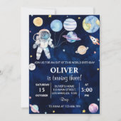 Buitenruimte Planeten Jongen Verjaardag Uitnodigin Kaart (Voorkant)