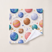 Buitenruimte Planeten Jongens Handdoek Set (Wasdoekje)