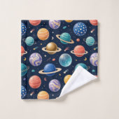 Buitenruimte Planeten Jongens Handdoek Set (Wasdoekje)