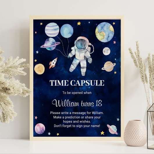 Buitenruimte Planeten Verjaardag Tijd Capsule teke Poster