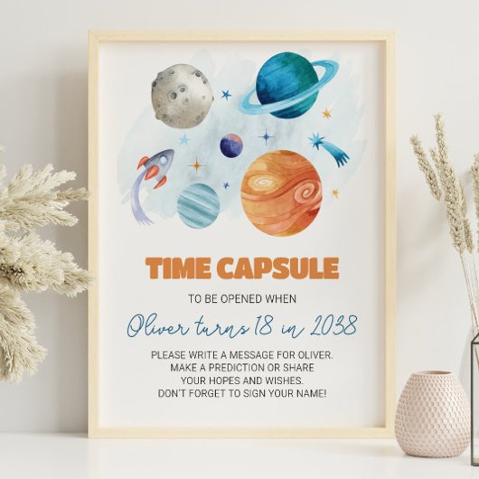 Buitenruimte Planeten Verjaardag Tijd Capsule teke Poster