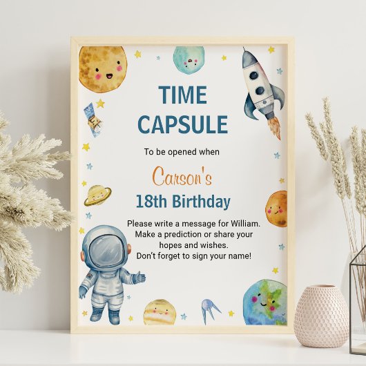 Buitenruimte Planeten Verjaardag Tijd Capsule teke Poster