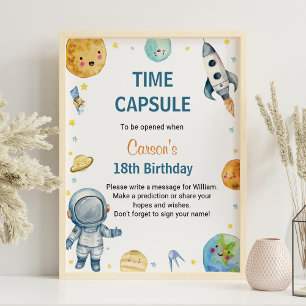 Buitenruimte Planeten Verjaardag Tijd Capsule teke Poster