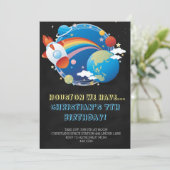 Buitenruimte Raket Schip Verjaardag Uitnodigingen (Staand voorkant)