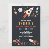 Buitenruimte Raket Verjaardag Uitnodiging (Voorkant)