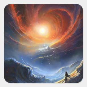 Buitenruimte Sci Fi Landschapskunst Vierkante Sticker
