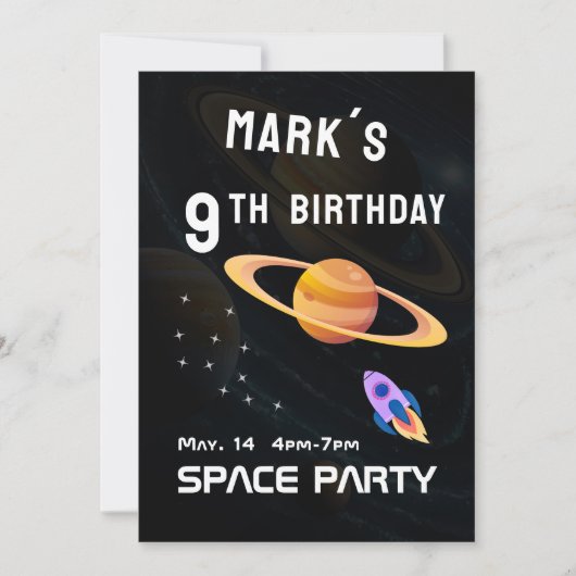 Buitenruimte Spacey Verjaardagsfeestje  Kaart (Voorkant)