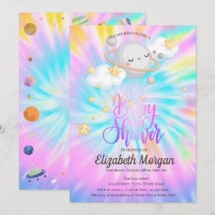 Buitenruimte Sterren Planeet Tie Dye Baby Borrel Kaart