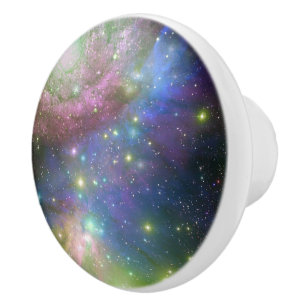 Buitenruimte, sterren, sterrenstelsels en nebula's keramische knop
