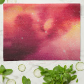 Buitenruimte Stof Cosmic Stars rood & geel gerecht Theedoek (Gevouwen)