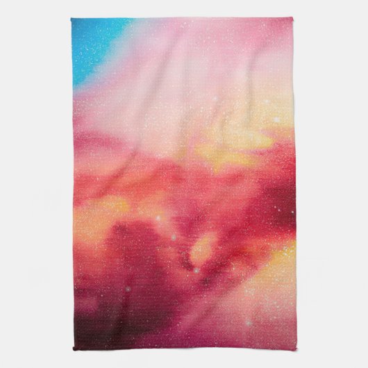 Buitenruimte Stof Cosmic Stars rood & geel gerecht Theedoek (Verticaal)